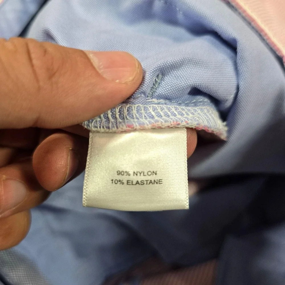 Peter Millar Crown Crafted Shorts Men 35 Pink Seersucker Stripe Performance Golf